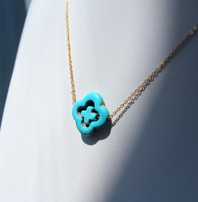 The Turquoise Clover Pendant Necklace