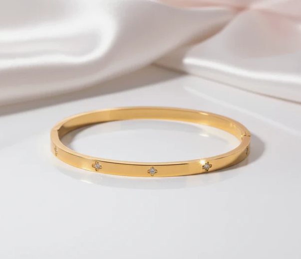 The Thin Crystal Clover Bangle Bracelet