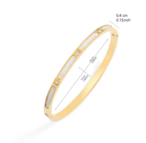 The Slim Shell Inlay Bangle Bracelet