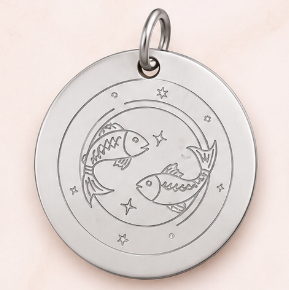 Custom engraved pendant in silver, 15mm round